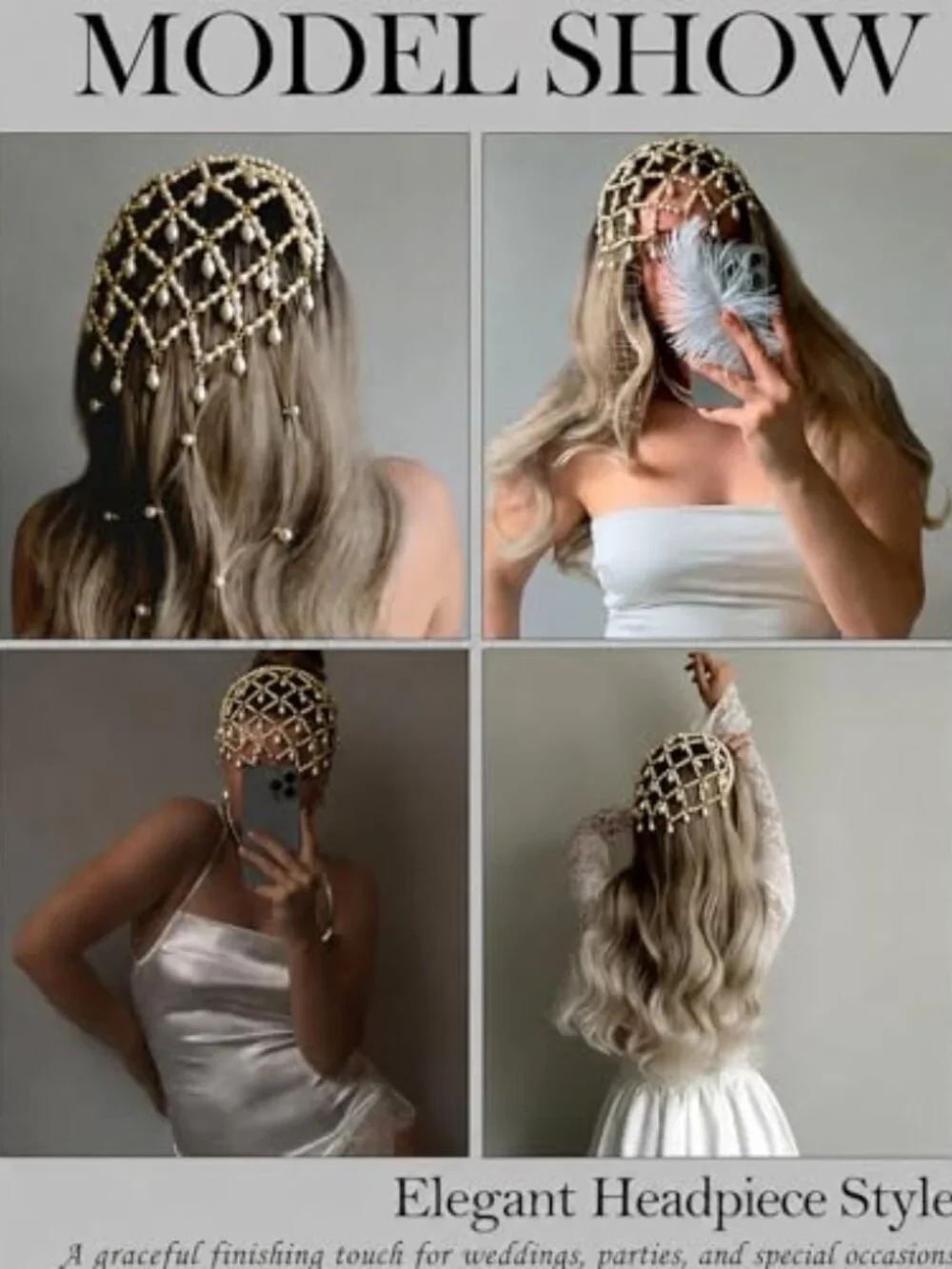 Gold Pearl Fairy Headpiece Head Chain Flapper 1920s Gatsby Party Women Hair